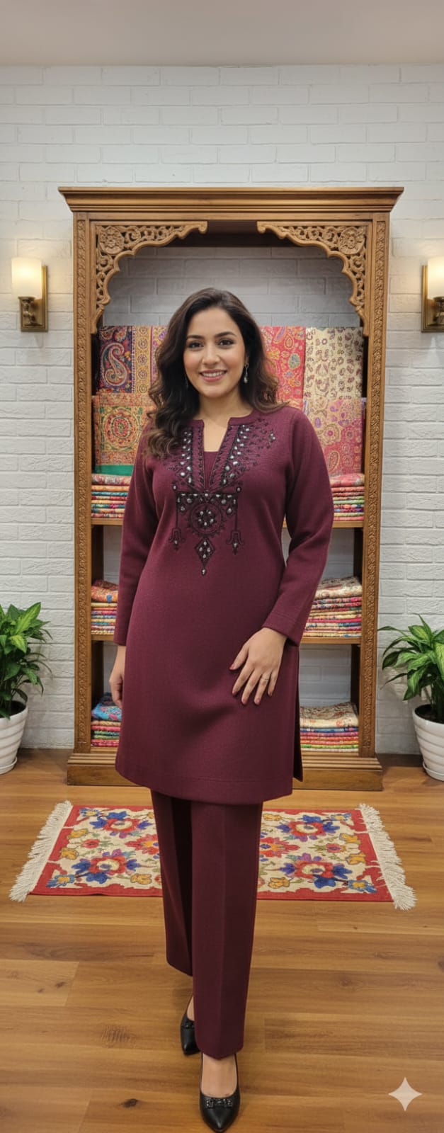 Cherry Colour Knitted Co-ord set