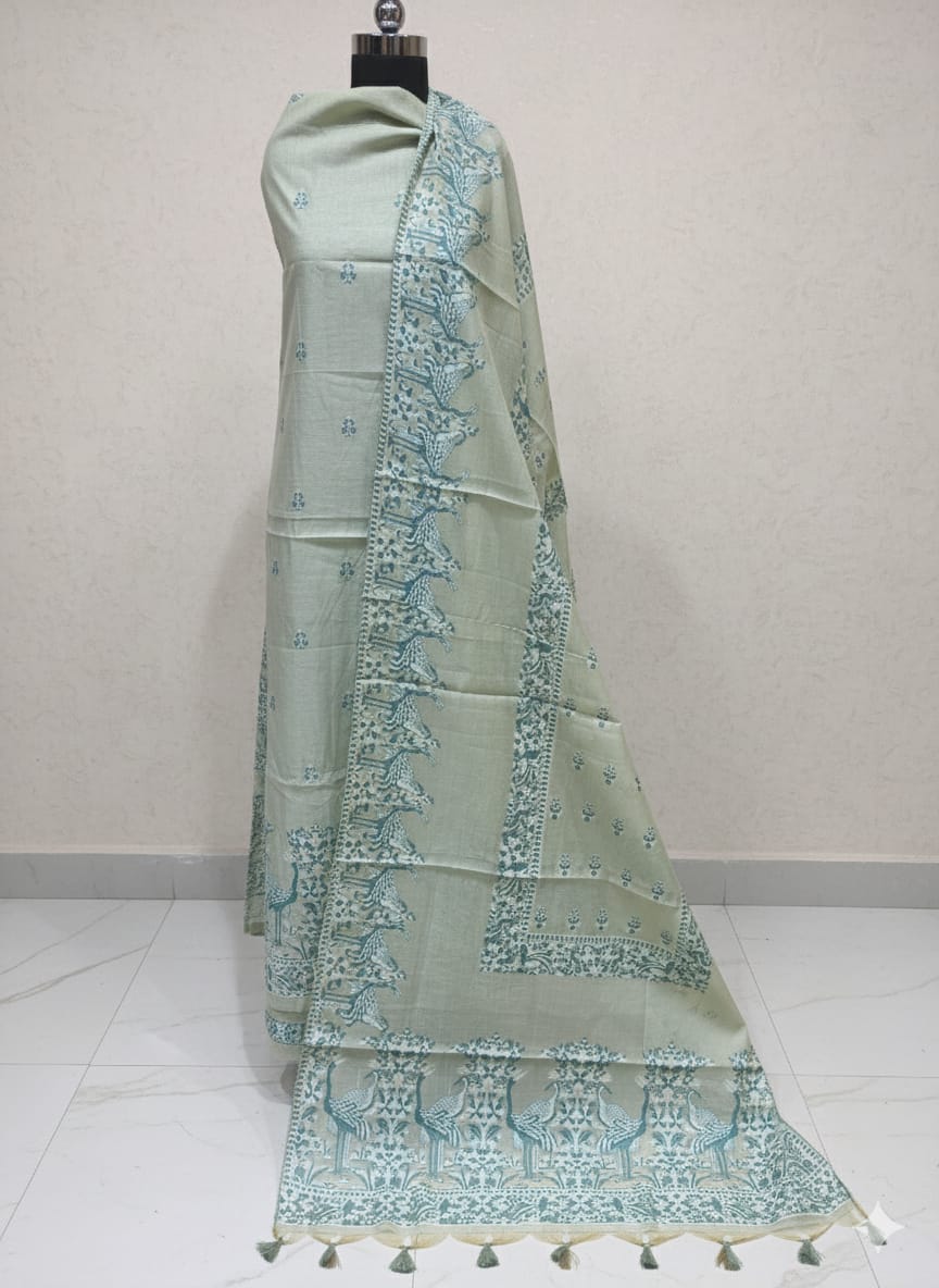 Poly blend chanderi weaving unstitched fabric for suit dupatta