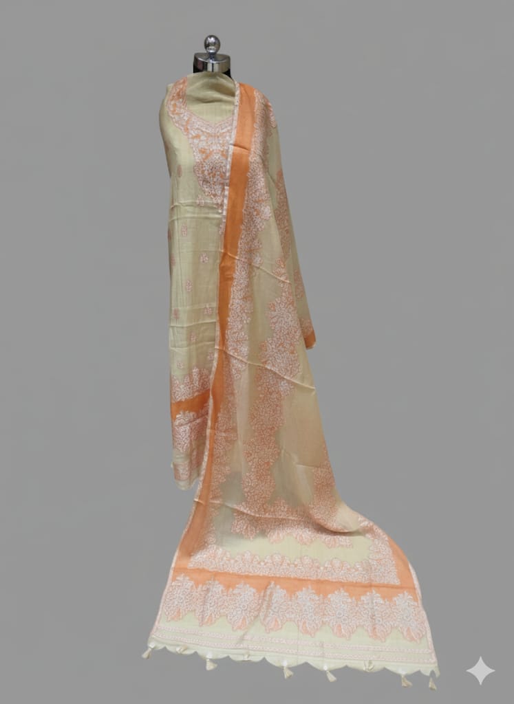 Poly blend chanderi weaving unstitched fabric for suit dupatta