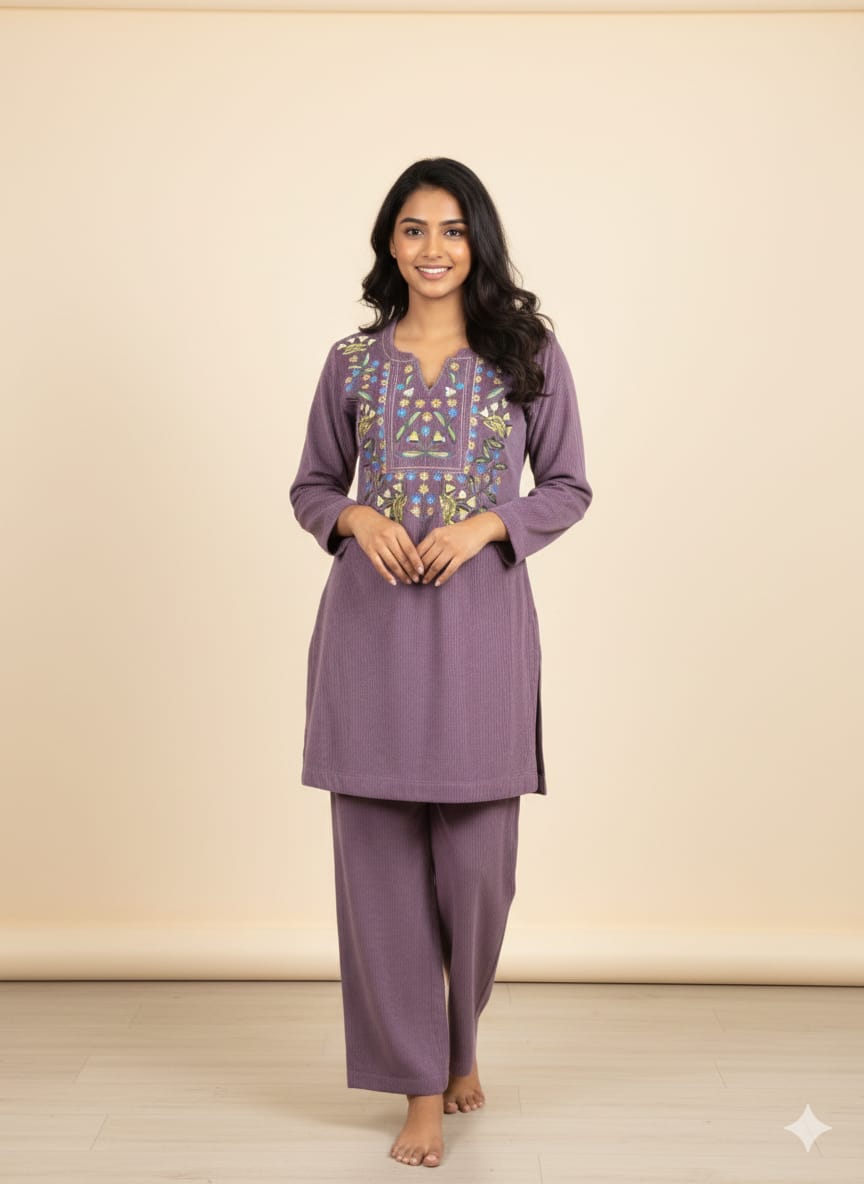 Muted berry color Knitted Co-ord Set