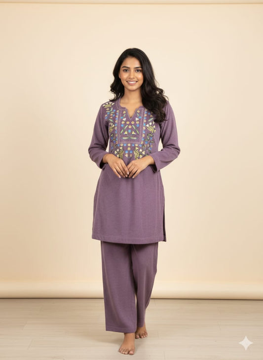 Muted berry color Knitted Co-ord Set