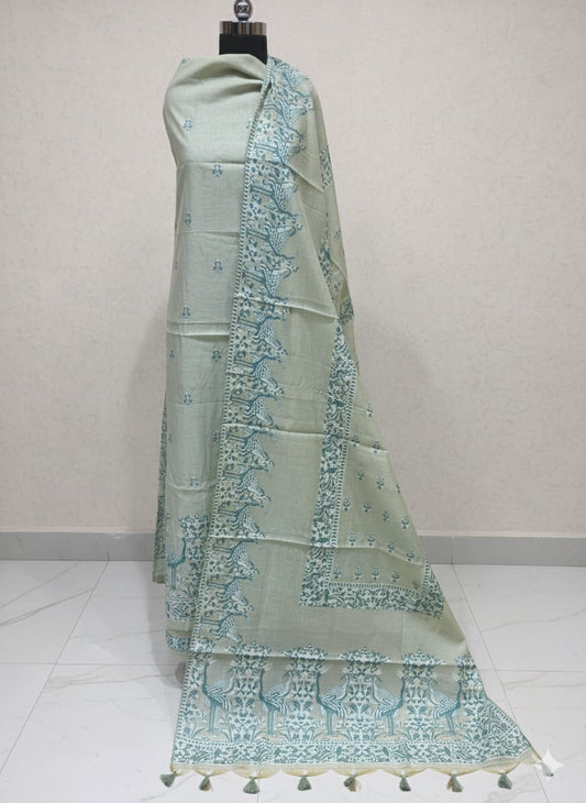 Poly blend chanderi weaving unstitched fabric for suit dupatta