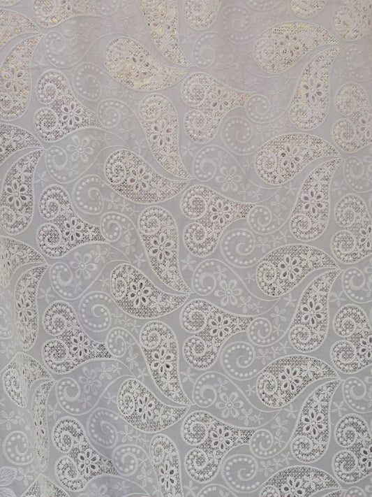 Threads-work laser cut embroidered imported crepe fabric