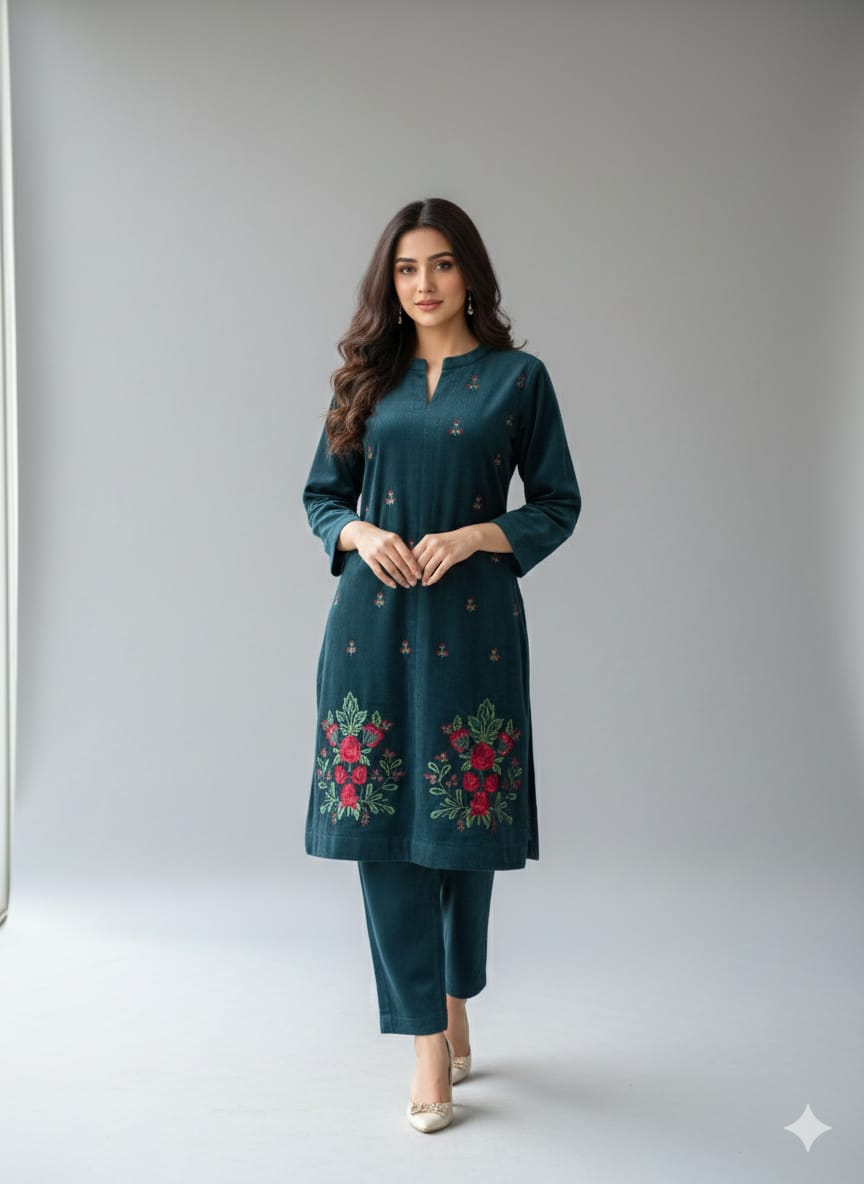 Teal-green Knitted Co-ord Set