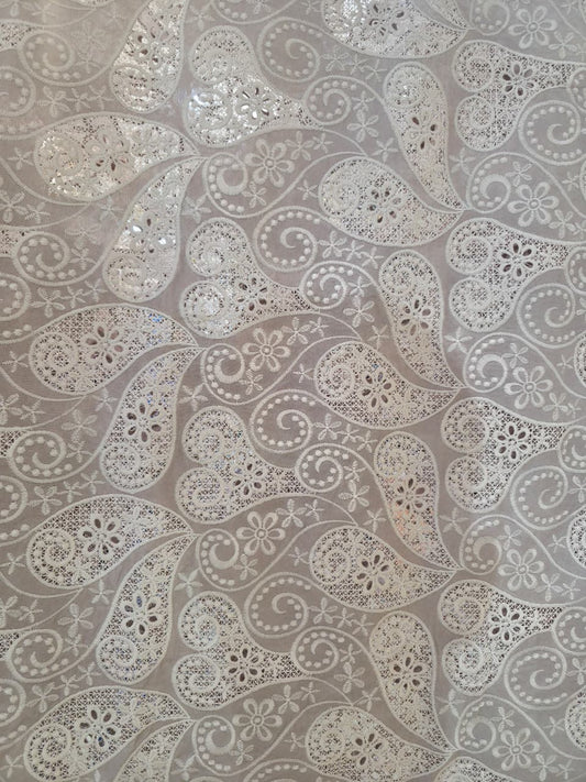 Threads-work laser cut embroidered imported crepe fabric